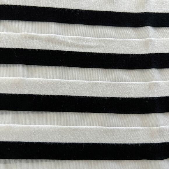DEREK LAM 1OC ATHLETA Stripe Sheer Raglan Sleeve Shirt Black White Small - Picture 2 of 7